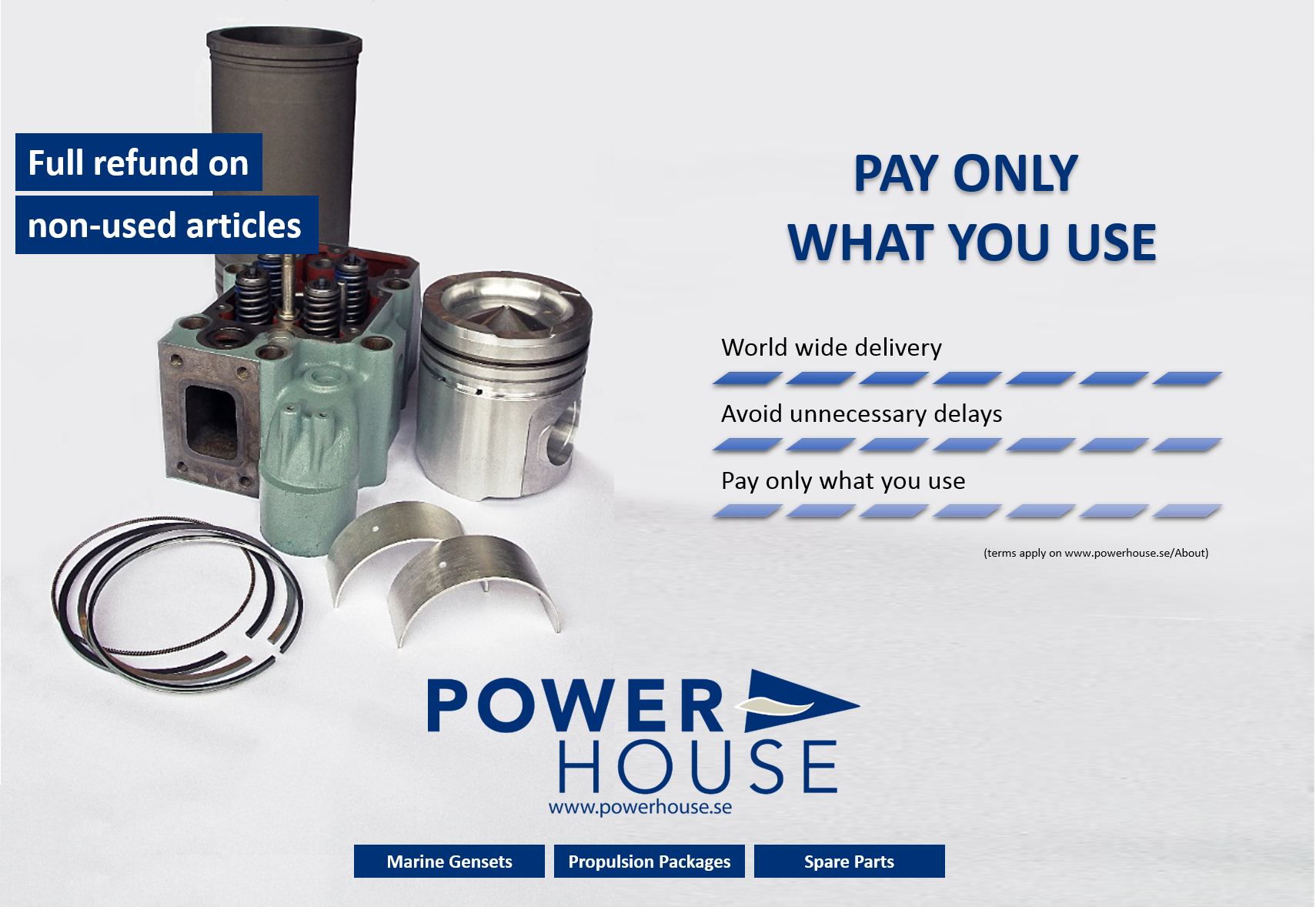 Full refund on all non-used articles!

